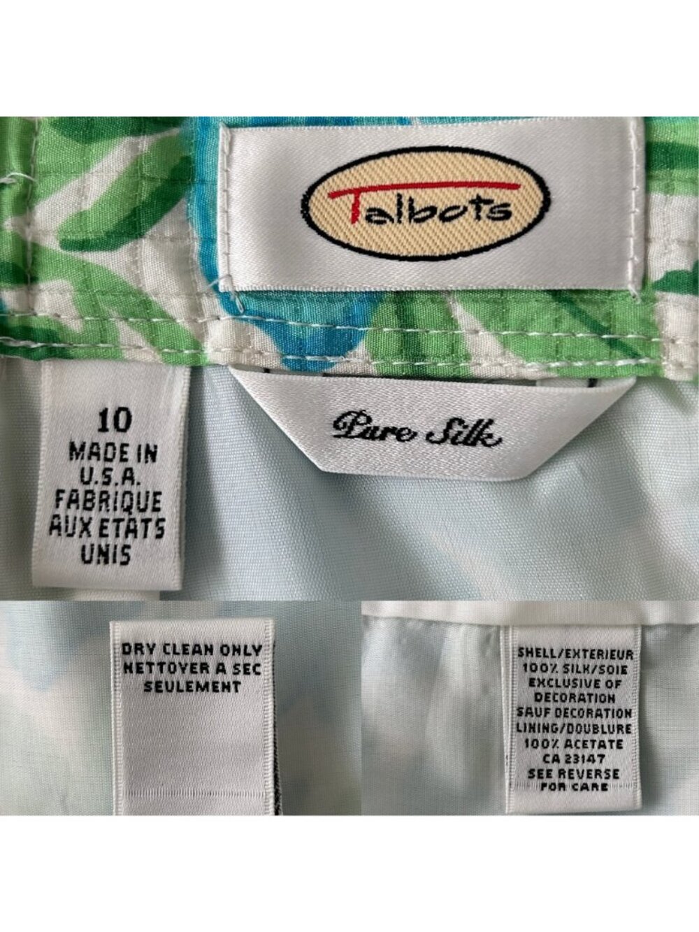 Vintage Talbots Pure Silk Quilted Floral Botanical Coastal Resort‎ Skirt (10) - Picture 12 of 15